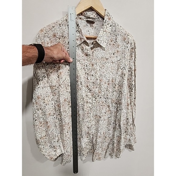J. Jill Linen Blouse Womens XL Button-up  Long Sleeve, Floral Print‎ 100% Linen - Picture 5 of 9